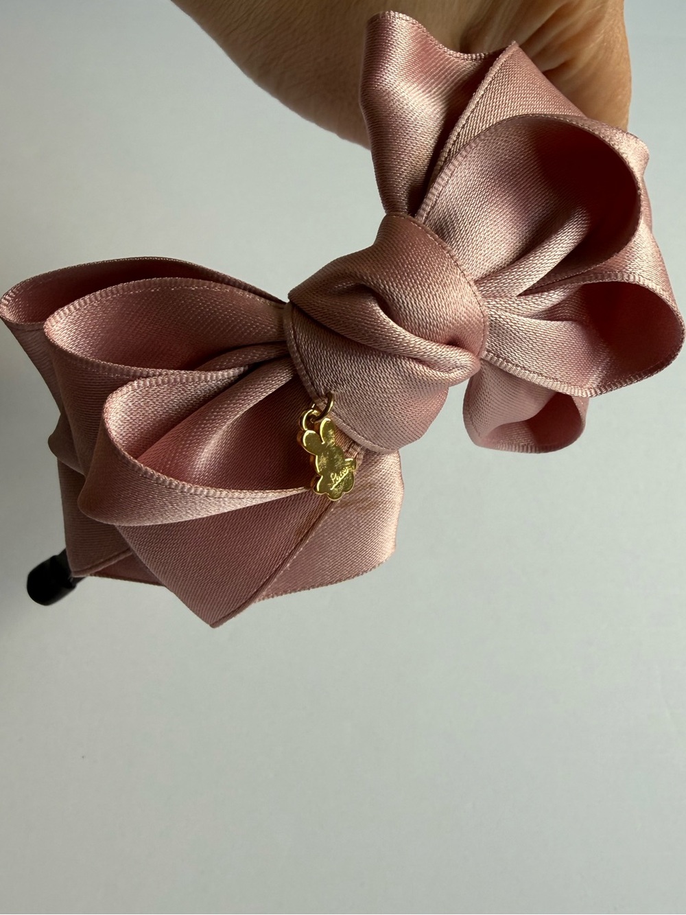 Satin Bow Headband in Dusty Rose - Picture 2 of 5